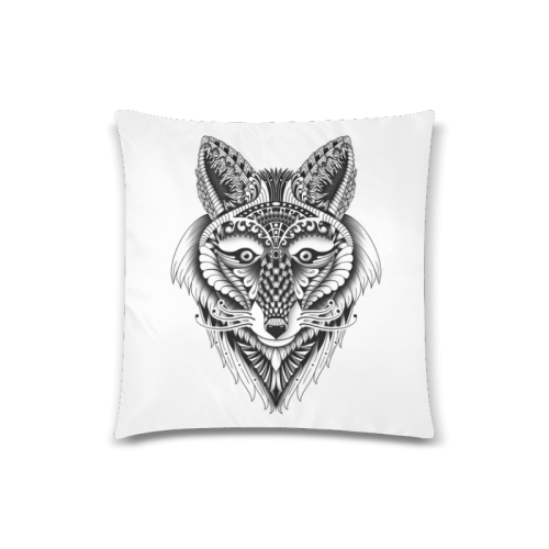 Foxy Wolf ornate animal drawing Custom Zippered Pillow Case 18"x18" (one side)