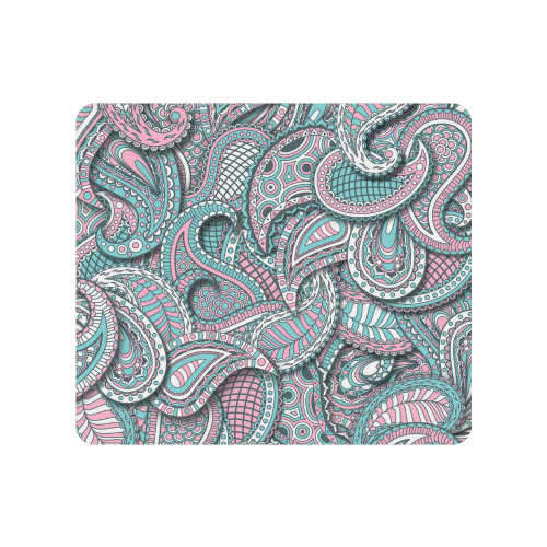 Pink teal white fun ornate paisley pattern Men's Clutch Purse （Model 1638）