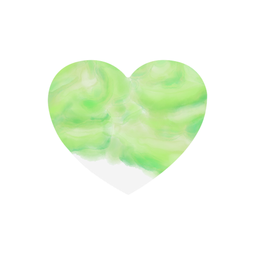 bright green watercolor abstract art Heart-shaped Mousepad