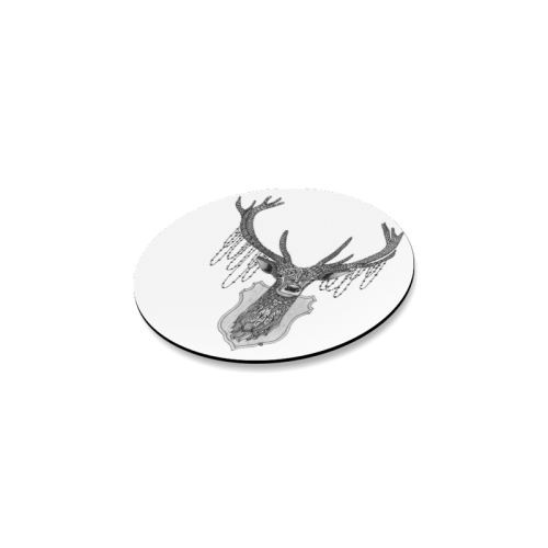 Ornate Deer head drawing - pattern art Round Coaster