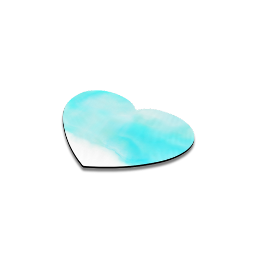 blue - turquoise bright watercolor abstract Heart Coaster