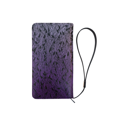 purple ombre feathers pattern black Men's Clutch Purse （Model 1638）