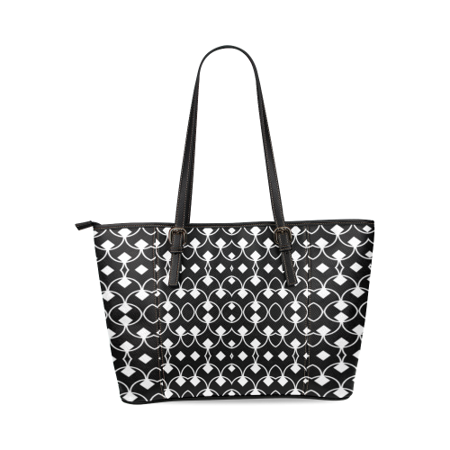 black and white Pattern 4416 Leather Tote Bag/Small (Model 1640)