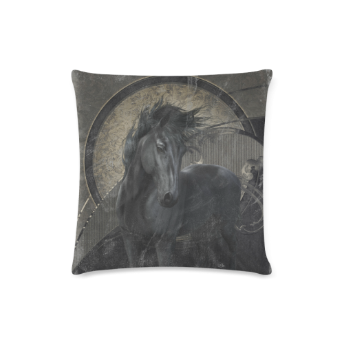 Gothic Friesian Horse Custom Zippered Pillow Case 16"x16" (one side)