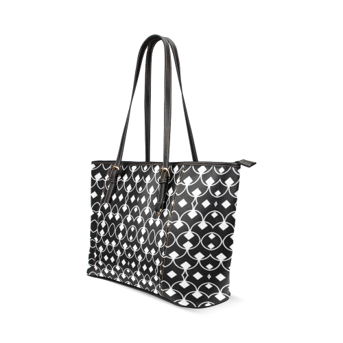 black and white Pattern 4416 Leather Tote Bag/Small (Model 1640)