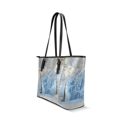 another winter wonderland Leather Tote Bag/Large (Model 1640)