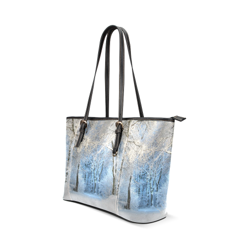 another winter wonderland Leather Tote Bag/Large (Model 1640)
