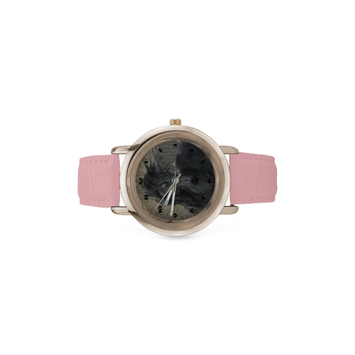 Gothic Friesian Horse Women's Rose Gold Leather Strap Watch(Model 201)