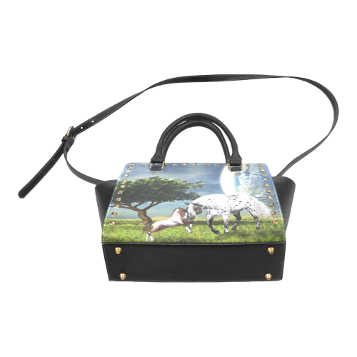 Horses Love Forever Rivet Shoulder Handbag (Model 1645)