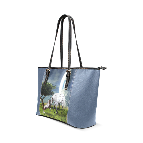Horses Love Forever Leather Tote Bag/Small (Model 1640)