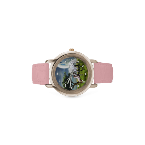 Horses Love Forever Women's Rose Gold Leather Strap Watch(Model 201)