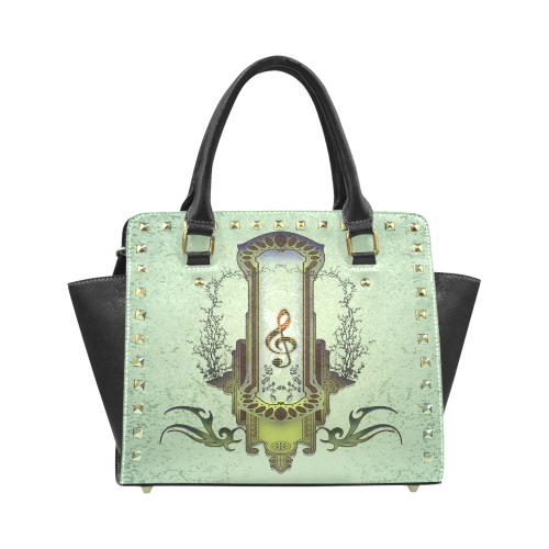 Clef on decorative button Rivet Shoulder Handbag (Model 1645)