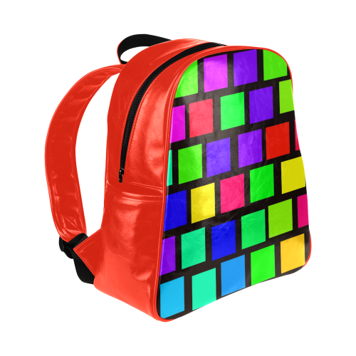 colorful checkered Multi-Pockets Backpack (Model 1636)