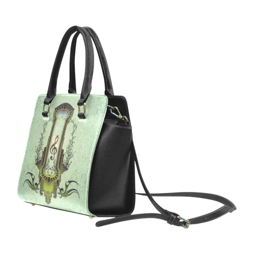 Clef on decorative button Rivet Shoulder Handbag (Model 1645)