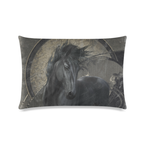 Gothic Friesian Horse Custom Zippered Pillow Case 16"x24"(Twin Sides)
