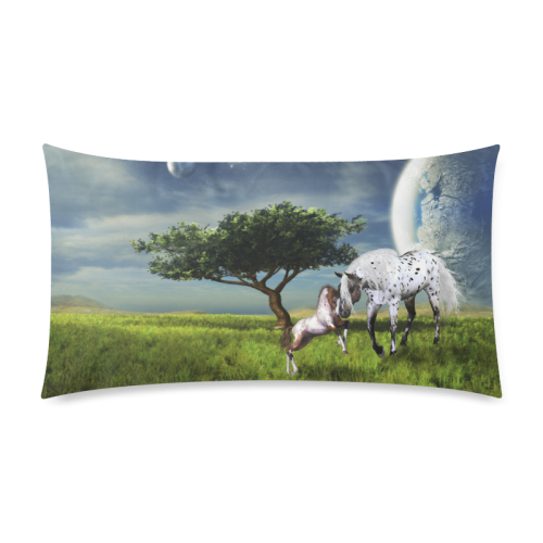 Horses Love Forever Custom Rectangle Pillow Case 20"x36" (one side)