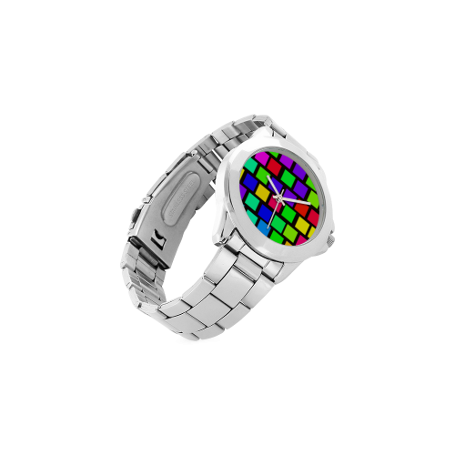 colorful checkered Unisex Stainless Steel Watch(Model 103)