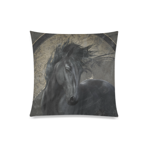 Gothic Friesian Horse Custom Zippered Pillow Case 20"x20"(Twin Sides)