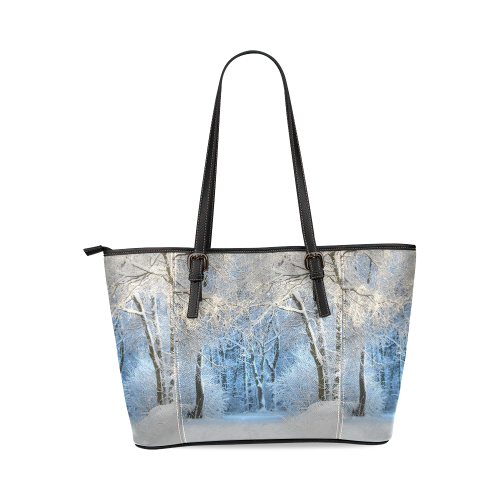 another winter wonderland Leather Tote Bag/Large (Model 1640)