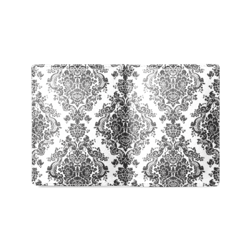 Black and White Damask Men's Leather Wallet (Model 1612)