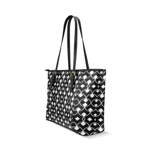 black and white Pattern 4416 Leather Tote Bag/Small (Model 1640)