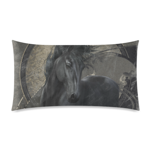 Gothic Friesian Horse Rectangle Pillow Case 20"x36"(Twin Sides)