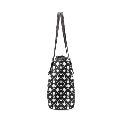 black and white Pattern 4416 Leather Tote Bag/Small (Model 1640)