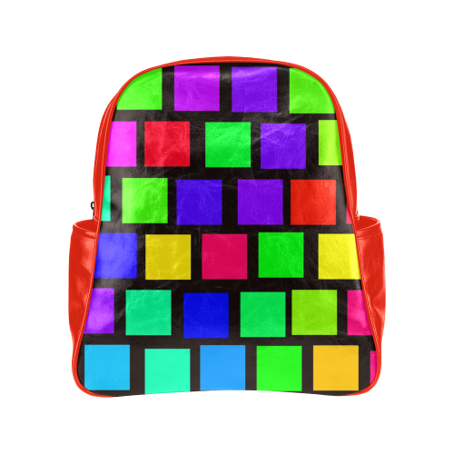 colorful checkered Multi-Pockets Backpack (Model 1636)