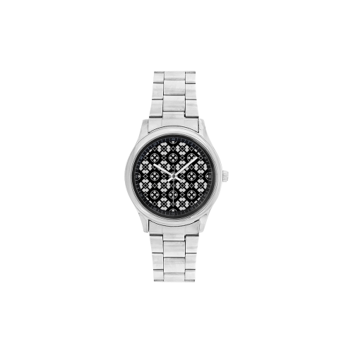 black and white Pattern 3416 Men's Stainless Steel Watch(Model 104)