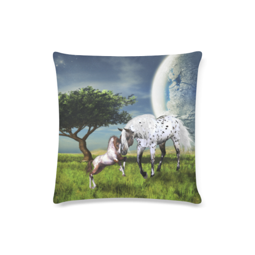 Horses Love Forever Custom Zippered Pillow Case 16"x16"(Twin Sides)