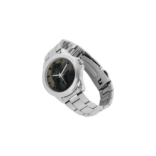 Gothic Friesian Horse Unisex Stainless Steel Watch(Model 103)