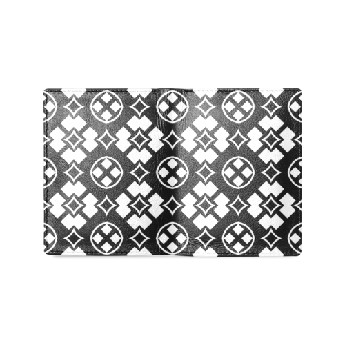 black and white Pattern 3416 Men's Leather Wallet (Model 1612)