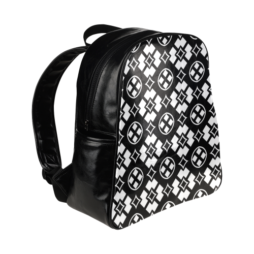 black and white Pattern 3416 Multi-Pockets Backpack (Model 1636)