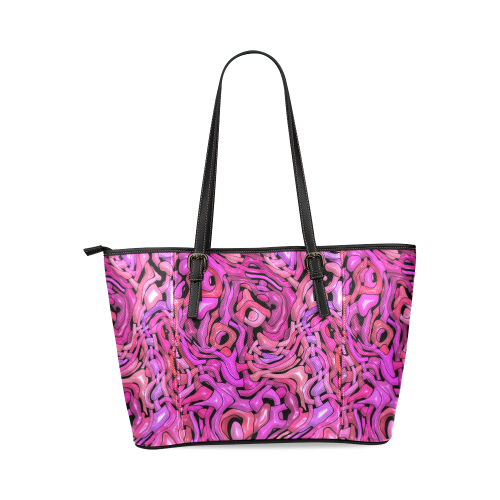 intricate emotions,hot pink Leather Tote Bag/Large (Model 1640)