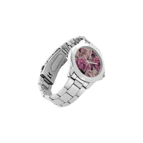 great garden roses pink Unisex Stainless Steel Watch(Model 103)