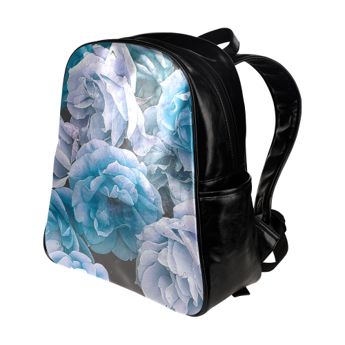 great garden roses blue Multi-Pockets Backpack (Model 1636)