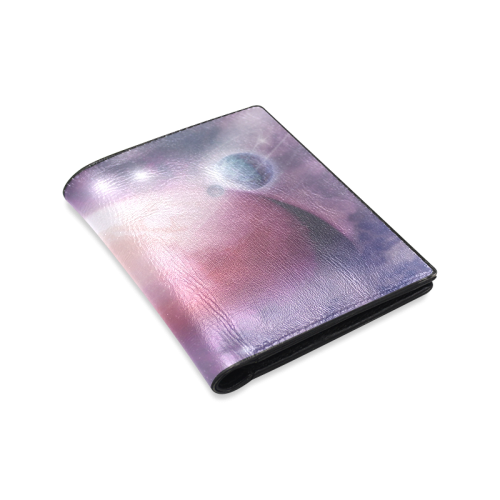 Pink Space Dream Men's Leather Wallet (Model 1612)