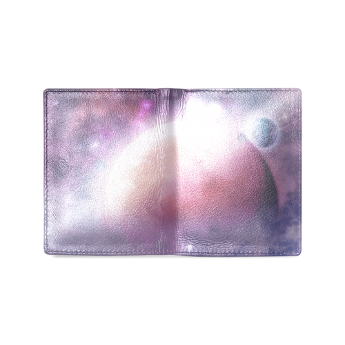 Pink Space Dream Men's Leather Wallet (Model 1612)