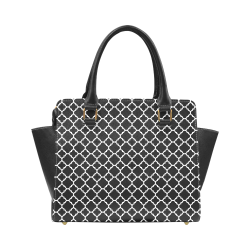black white quatrefoil classic pattern Rivet Shoulder Handbag (Model 1645)