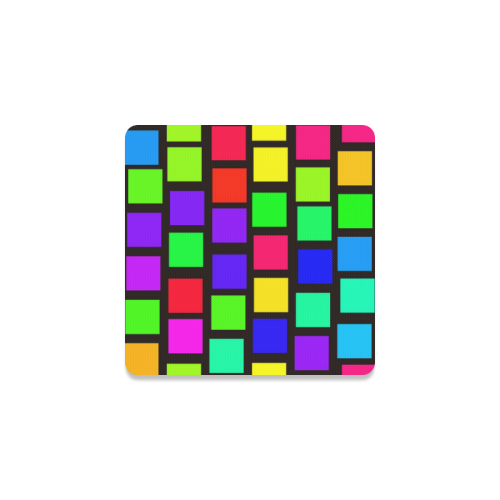 colorful checkered Square Coaster