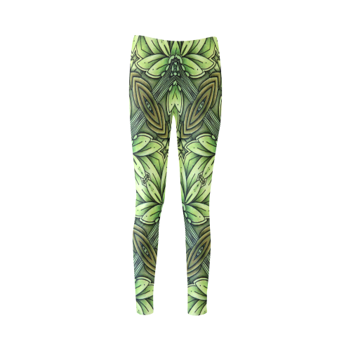 Mandy Green - Leaf Weave bold leaves Cassandra Women's Leggings (Model L01)