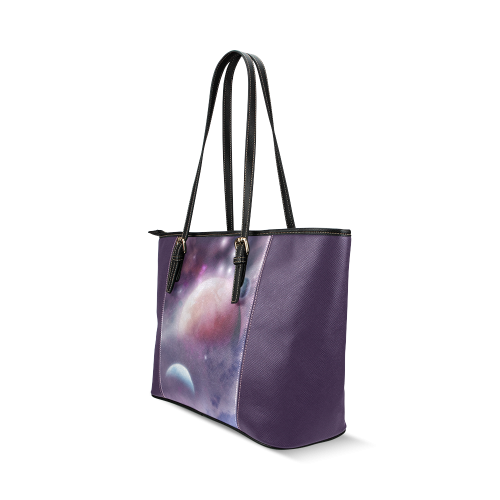 Pink Space Dream Leather Tote Bag/Large (Model 1640)