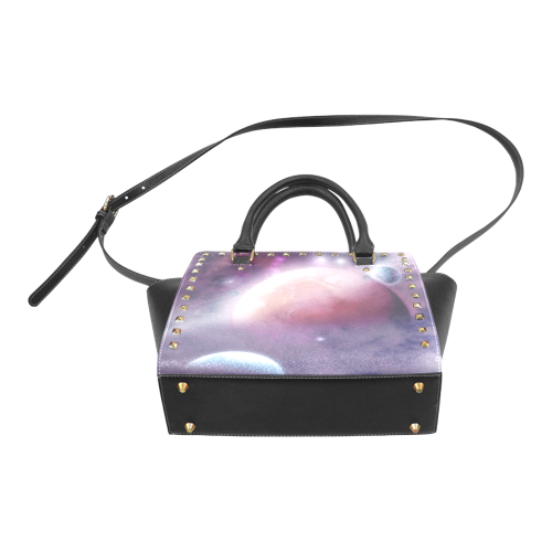 Pink Space Dream Rivet Shoulder Handbag (Model 1645)