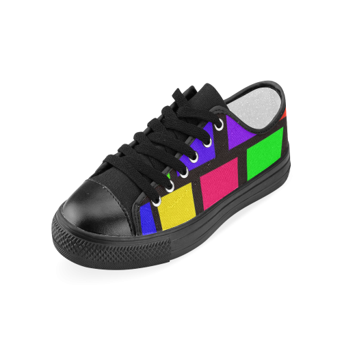 colorful checkered Women's Classic Canvas Shoes (Model 018)