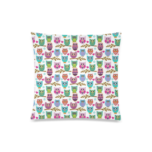 happy owls Custom Zippered Pillow Case 20"x20"(One Side)