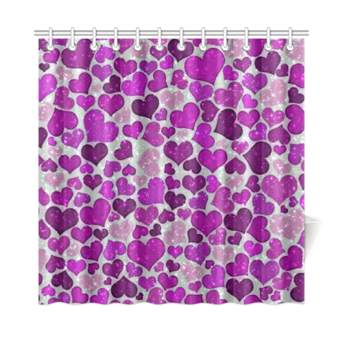 sparkling hearts purple Shower Curtain 72"x72"