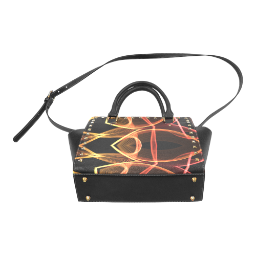 red orange yellow flames mandala Rivet Shoulder Handbag (Model 1645)