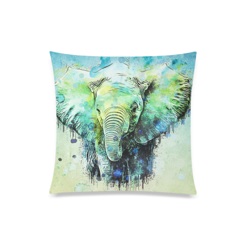 watercolor elephant Custom Zippered Pillow Case 20"x20"(One Side)