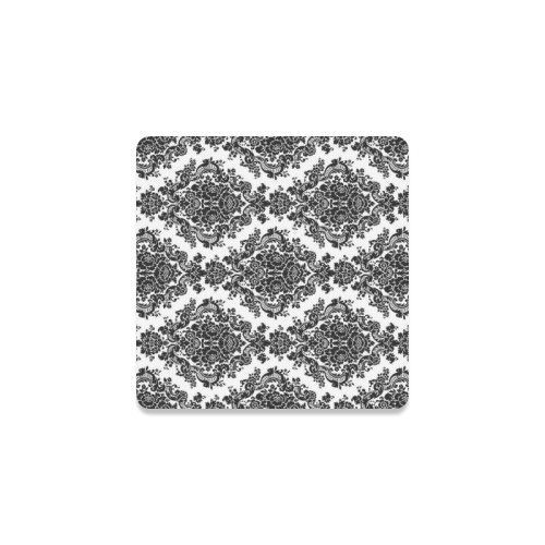 Black and White Damask Square Coaster