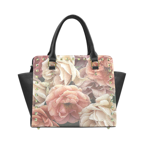 great garden roses, vintage look Rivet Shoulder Handbag (Model 1645)